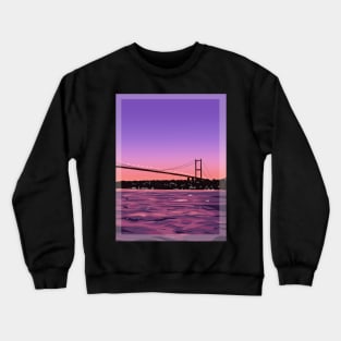 Istanbul Bosphorus View Illustration Wall Art Crewneck Sweatshirt